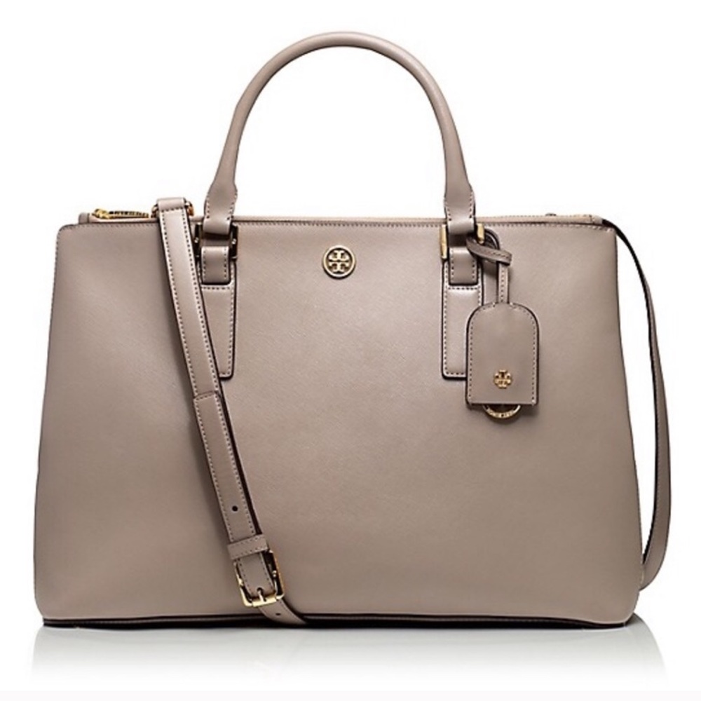 Gently used Tory Burch Robinson Double Zip Crossbody Tote in great condition